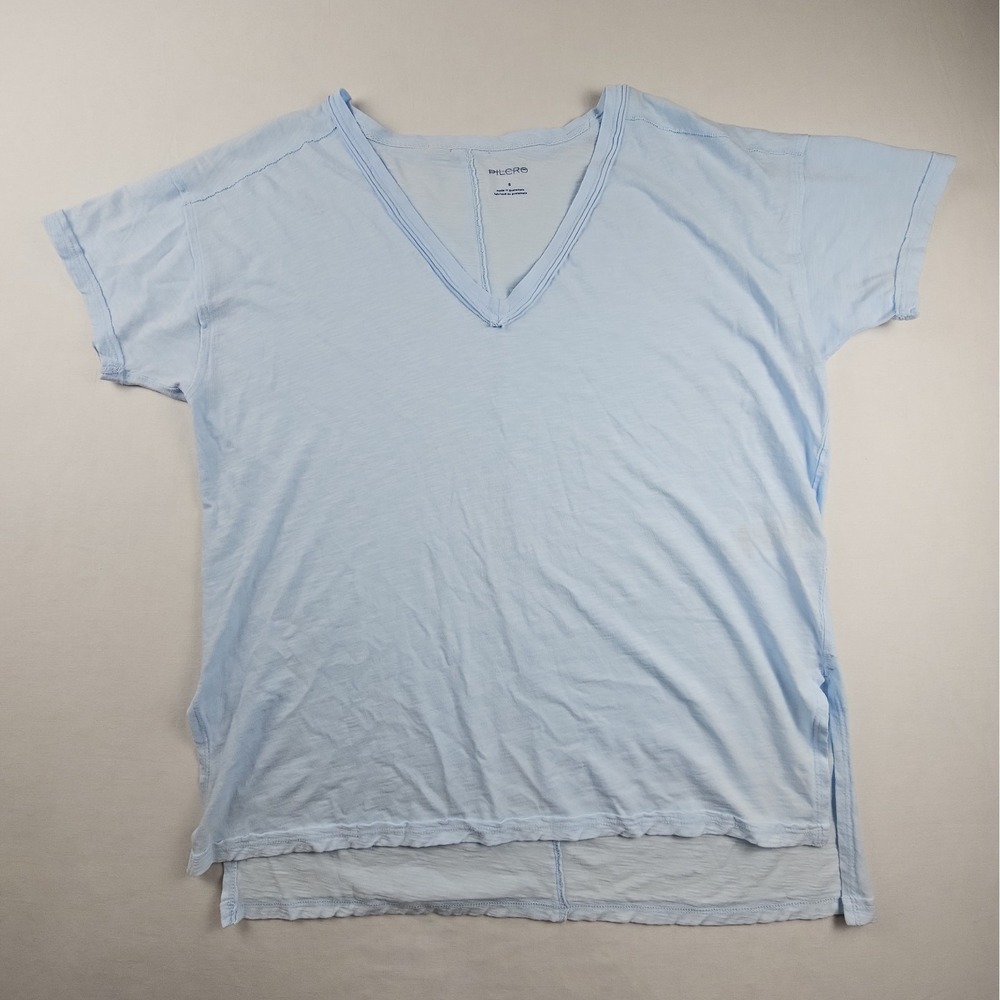 Pilcro Women's Ice Blue Oversized V-neck Slub Tee New Sized S Short Sleeve